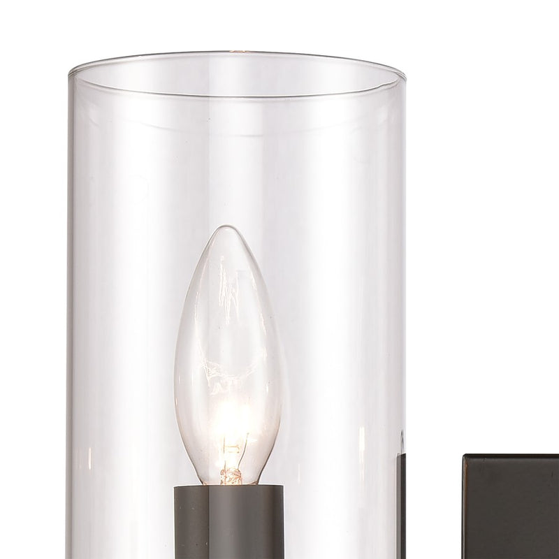 Atlas Lighting Oakland 12in 2-Light Vanity Light | Modern Black and Clear Glass | Bathroom Vanity & Powder Room | 13 x 6 x 12 in | Model WL11383-BK