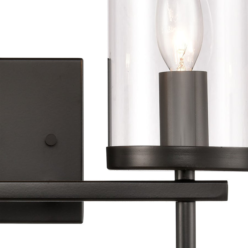 Atlas Lighting Oakland 12in 2-Light Vanity Light | Modern Black and Clear Glass | Bathroom Vanity & Powder Room | 13 x 6 x 12 in | Model WL11383-BK
