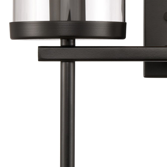 Atlas Lighting Oakland 13.5'' Wide 2Lt Vanity Light, Black/Clear