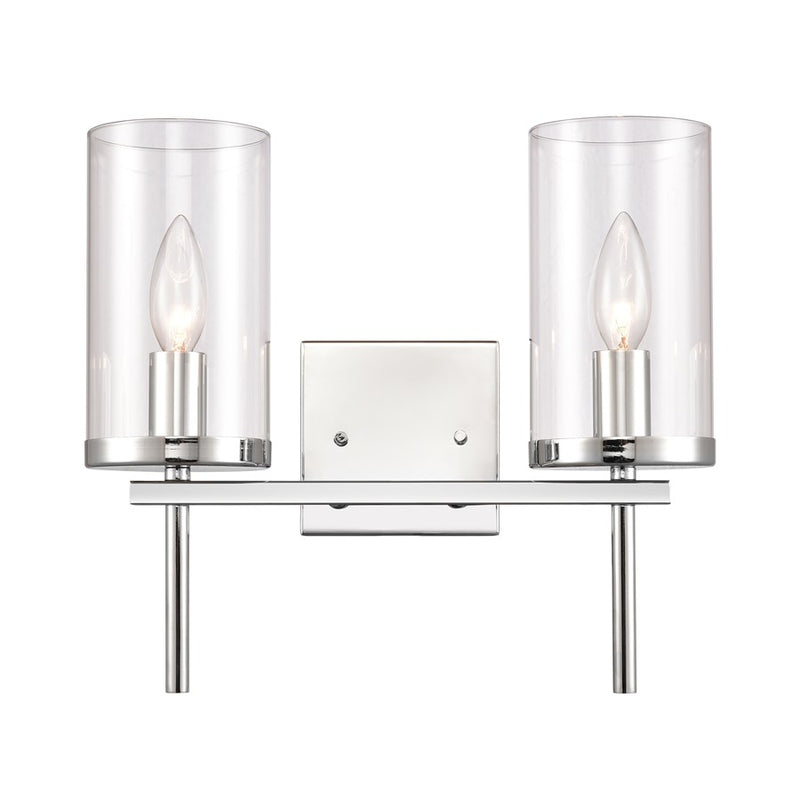 Atlas Lighting Oakland 13.5in 2-Light Vanity Light | Modern Chrome and Clear Glass | Bathroom Vanity | 13.5 x 6.75 x 12 in | Model WL11383-CH