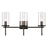 Atlas Lighting Oakland 23'' Wide 3Lt Vanity Light, Black/Clear