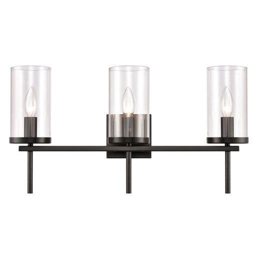 Atlas Lighting Oakland 23'' Wide 3Lt Vanity Light, Black/Clear