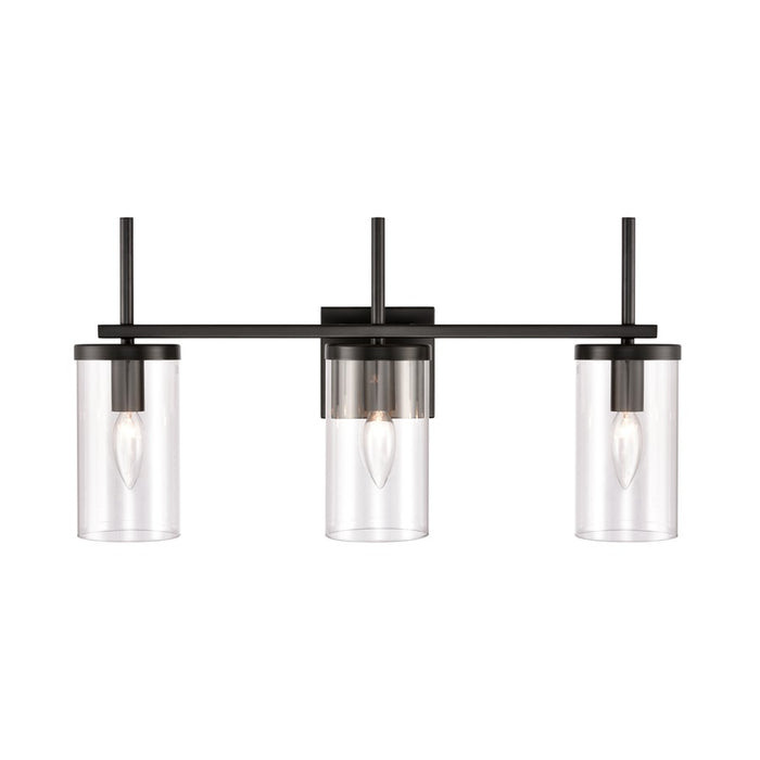 Atlas Lighting Oakland 23'' Wide 3Lt Vanity Light, Black/Clear