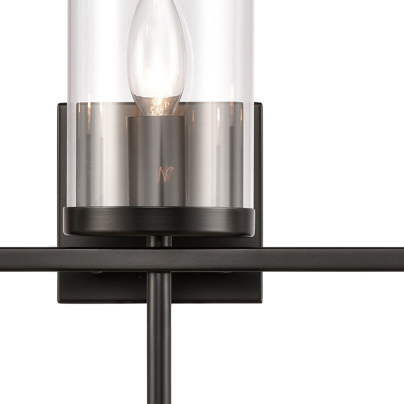 Atlas Lighting Oakland 23in 3-Light Vanity Light | Modern Black and Clear Glass | Bathroom Vanity | 23 x 6.75 x 12 in | Model WL11384-BK