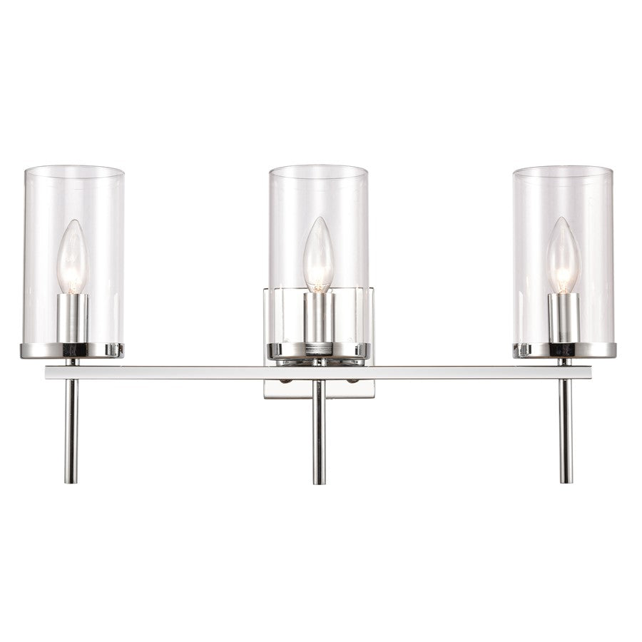 Atlas Lighting Oakland 23'' Wide 3Lt Vanity Light, Chrome/Clear