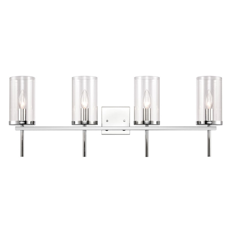 Atlas Lighting Oakland 32.5in 4-Light Vanity Light | Modern Chrome and Clear Glass | Bathroom Vanity | 32.5 x 6.75 x 12 in | Model WL11385-CH