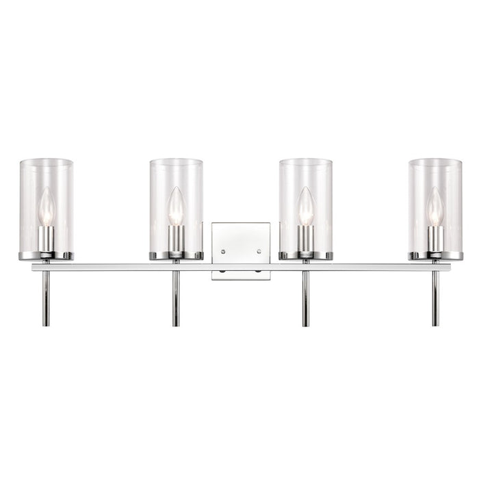 Atlas Lighting Oakland 32.5'' Wide 4Lt Vanity Light, Chrome/Clear