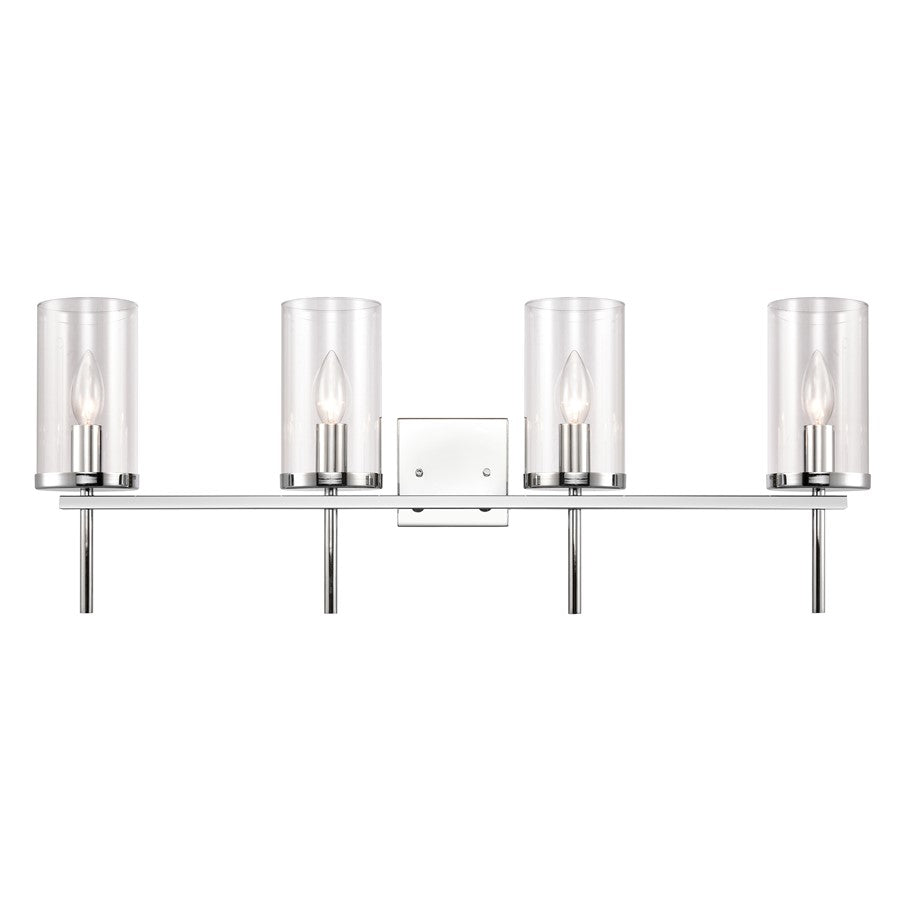 Atlas Lighting Oakland 32.5'' Wide 4Lt Vanity Light, Chrome/Clear