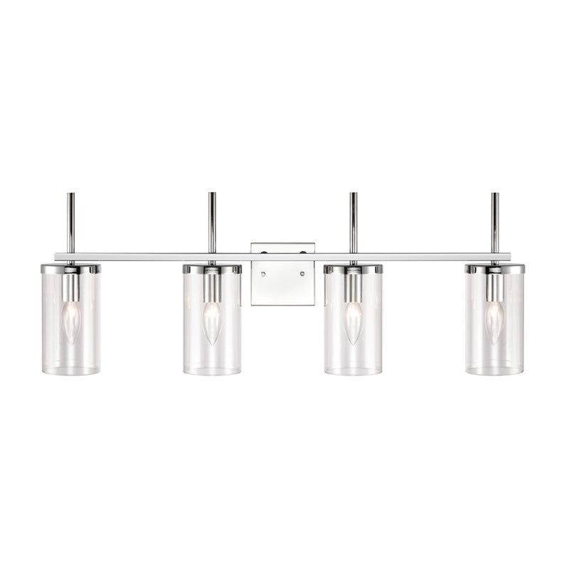 Atlas Lighting Oakland 32.5in 4-Light Vanity Light | Modern Chrome and Clear Glass | Bathroom Vanity | 32.5 x 6.75 x 12 in | Model WL11385-CH
