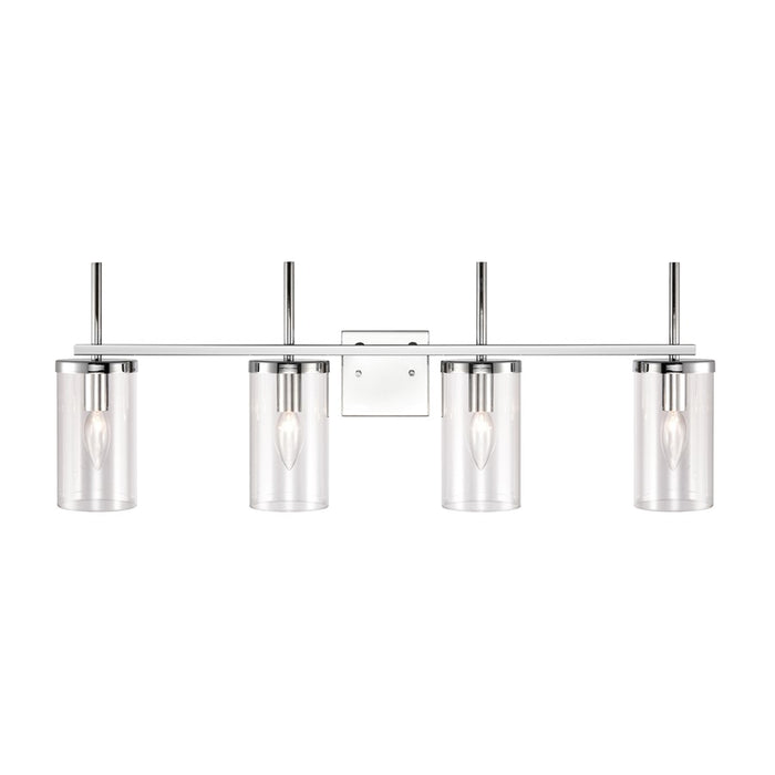 Atlas Lighting Oakland 32.5'' Wide 4Lt Vanity Light, Chrome/Clear