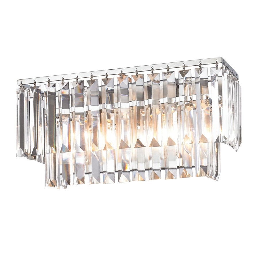 Atlas Lighting Palacial 15'' Wide 2Lt Vanity Light, Chrome/Clear