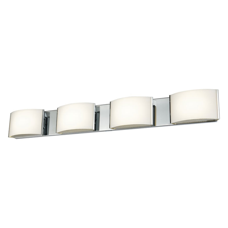 Atlas Lighting Pandora 34in 4-Light Vanity Light | Modern Chrome and White Glass | Bathroom & Powder Room | 34 x 3 x 4 in | Model WL11392-CH
