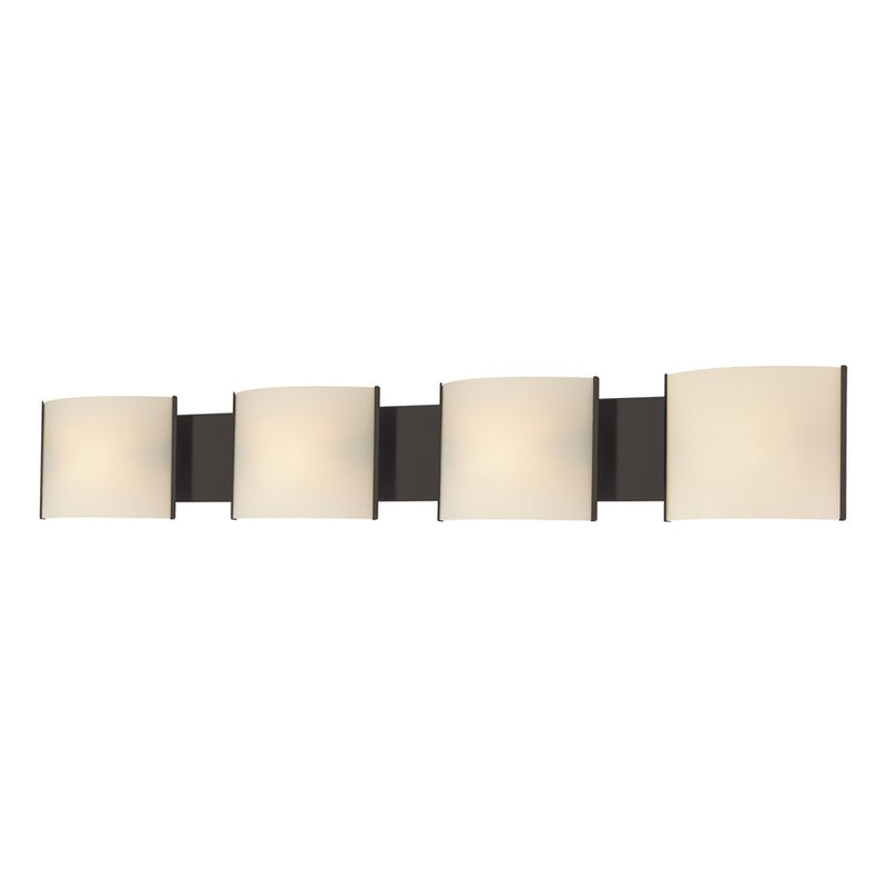 Atlas Lighting Pannelli 41in 4-Light Vanity Light | Modern Oil Rubbed Bronze and White Glass | Bathroom & Powder Room | Model WL11393-BZ1