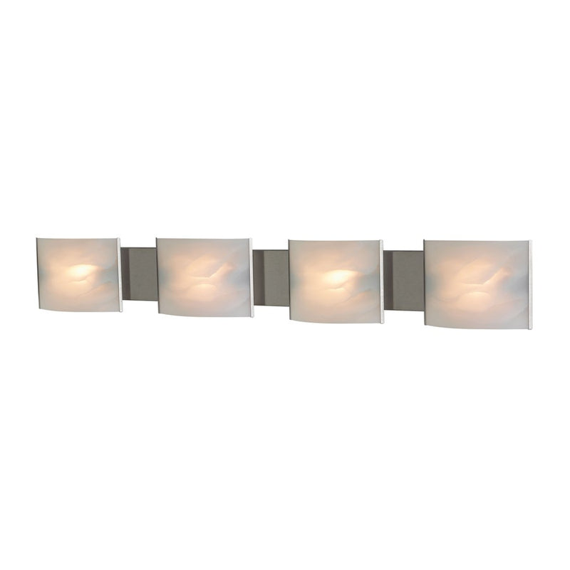Atlas Lighting Pannelli 41''W 4Lt Vanity, Stainless Steel/White