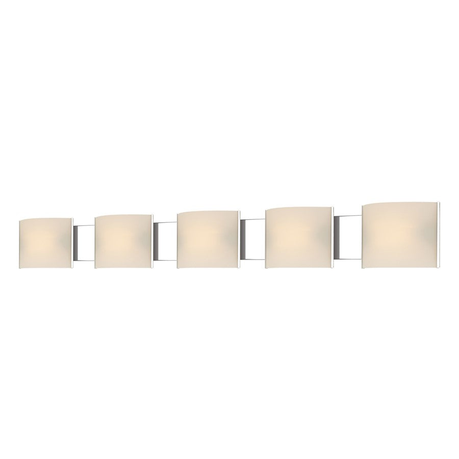 Atlas Lighting Pannelli 52'' Wide 5Lt Vanity Light, Chrome/White