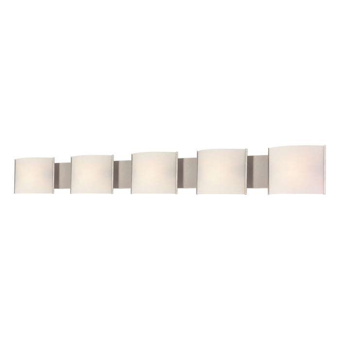 Atlas Lighting Pannelli 52''W 5Lt Vanity, Stainless Steel/White