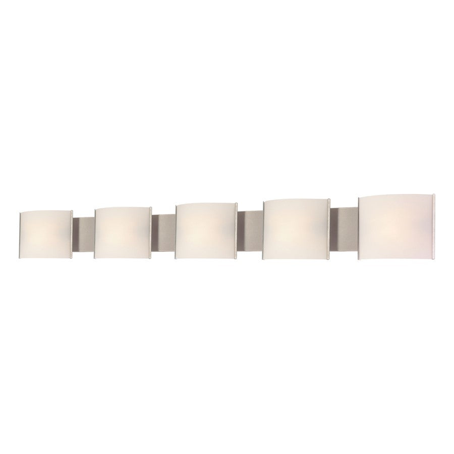 Atlas Lighting Pannelli 52''W 5Lt Vanity, Stainless Steel/White