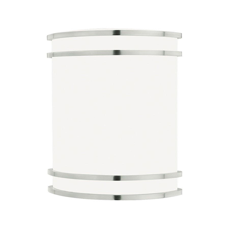 Atlas Lighting Parallel 1Lt Wall Lamp, Brushed Nickel/White