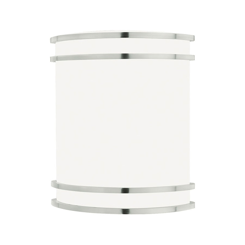 Atlas Lighting Parallel 8.5in 1-Light Wall Lamp | Modern Brushed Nickel and White Glass | Bathroom Vanity | 8.5 x 4 x 10.63 in | Model WL11396-NK