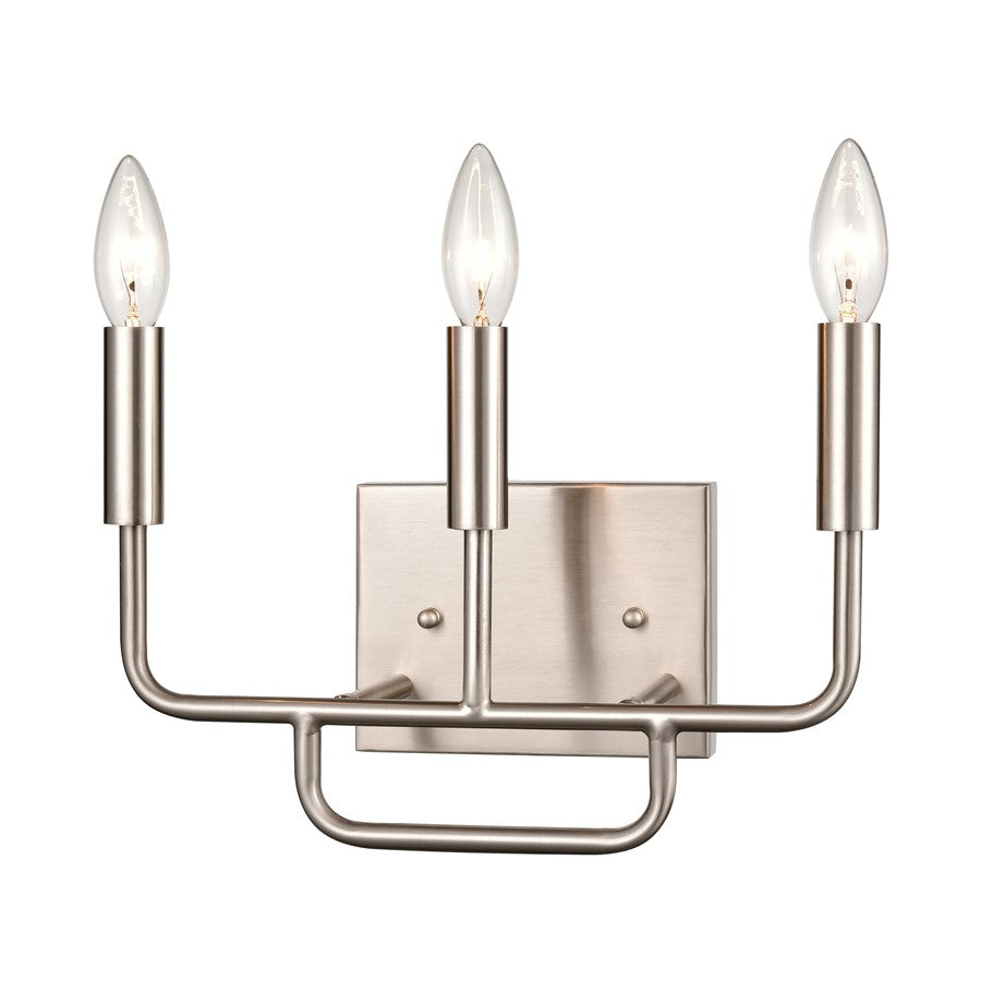 Atlas Lighting Park Slope 13''W 3Lt Vanity Light, Brushed Nickel
