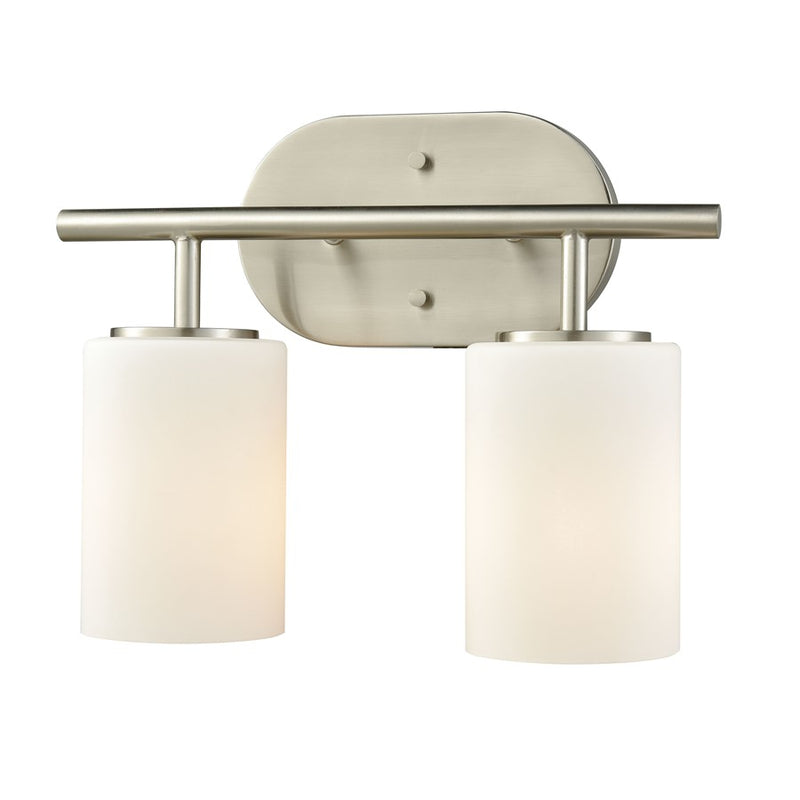 Atlas Lighting Pemlico 13in 2-Light Vanity Light | Transitional Satin Nickel and White Frosted Glass | Bathroom Vanity | Model WL11400-NK