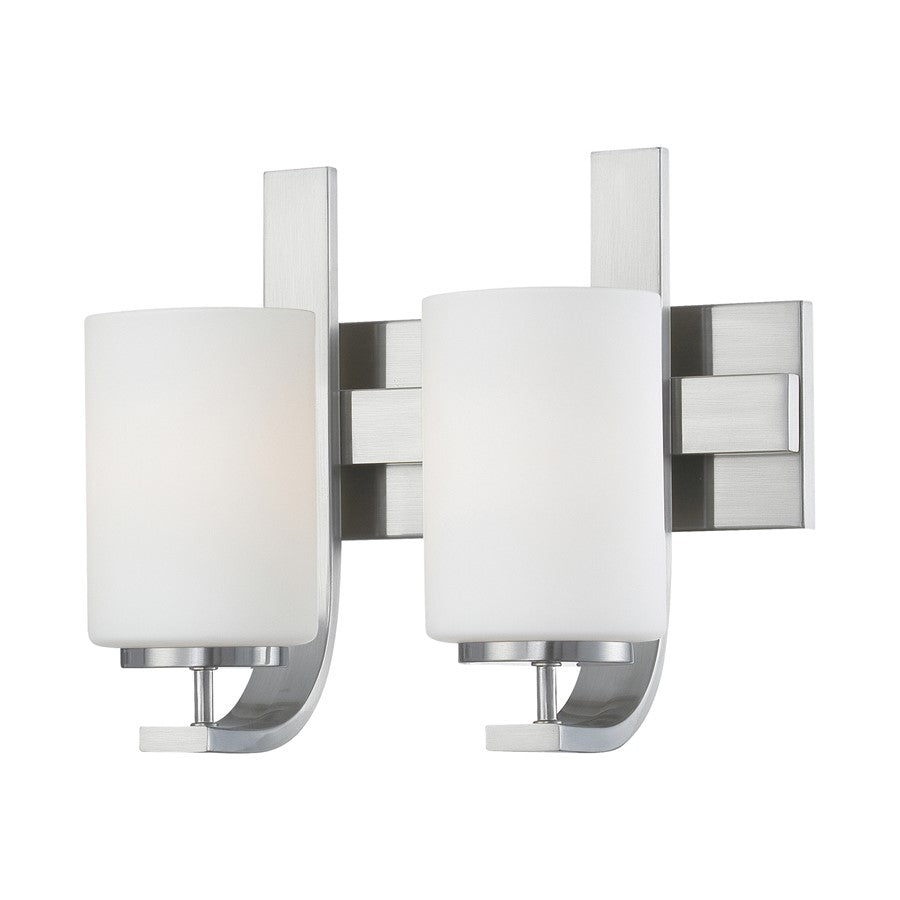 Atlas Lighting Pendenza 13'' Wide 2Lt Vanity Light, Nickel/White