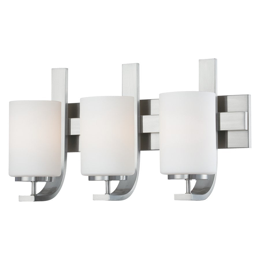 Atlas Lighting Pendenza 20'' Wide 3Lt Vanity Light, Nickel/White