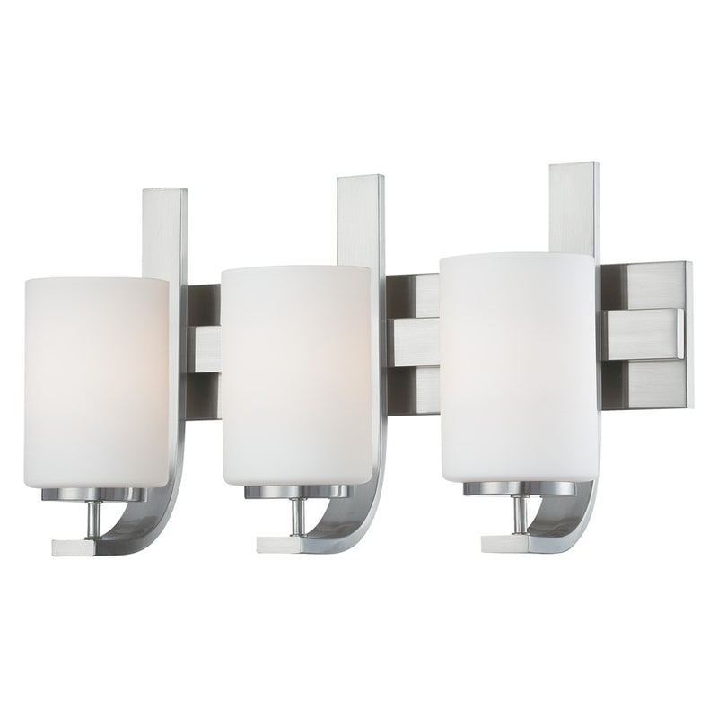 Atlas Lighting Pendenza 20in 3-Light Vanity Light | Transitional Brushed Nickel and White Frosted Glass | Bathroom Vanity | Model WL11405-NK