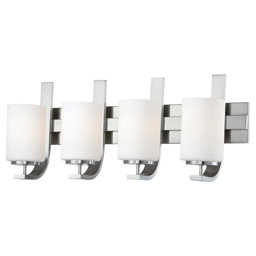 Atlas Lighting Pendenza 27'' Wide 4Lt Vanity Light, Nickel/White