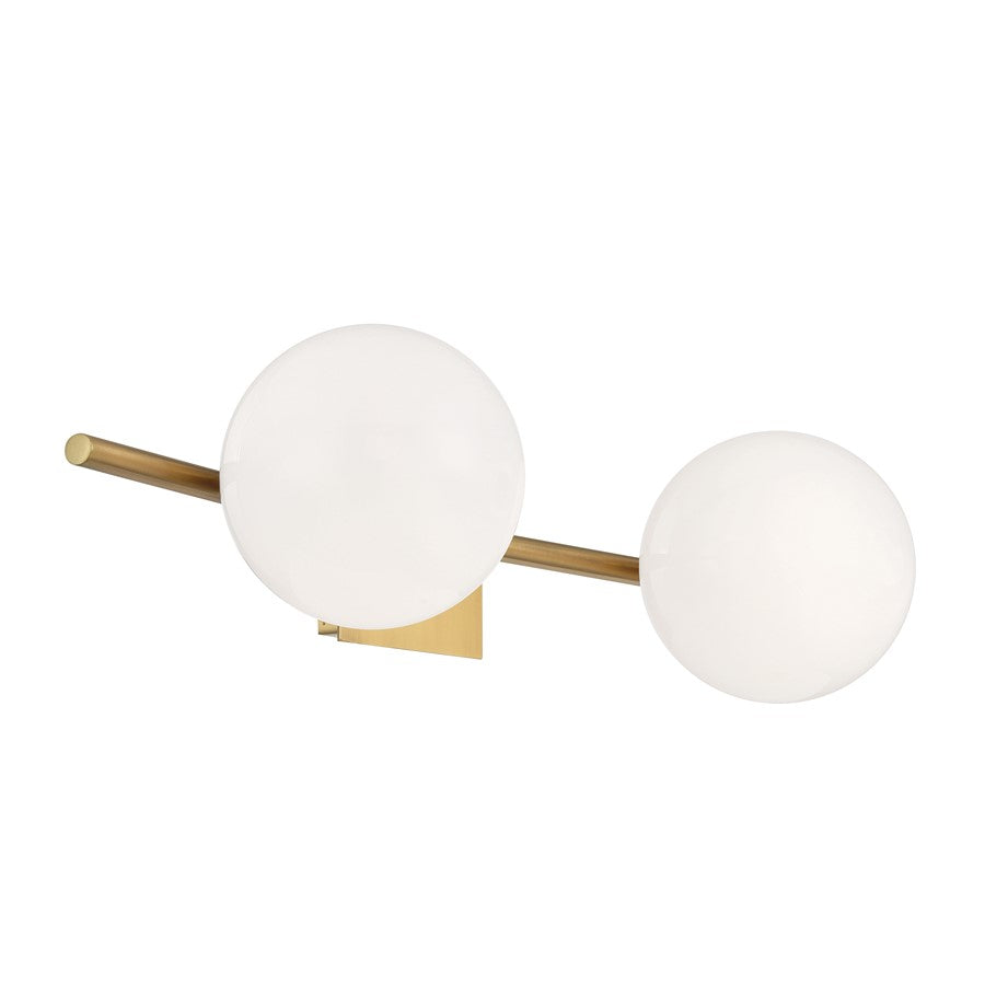 Atlas Lighting Perch 24'' Wide 2Lt Vanity Light, Satin Brass/White