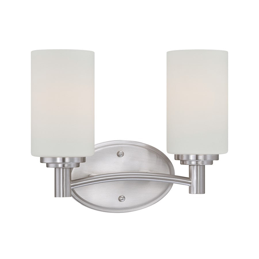 Atlas Lighting Pittman 12'' Wide 2Lt Vanity Light, Nickel/White