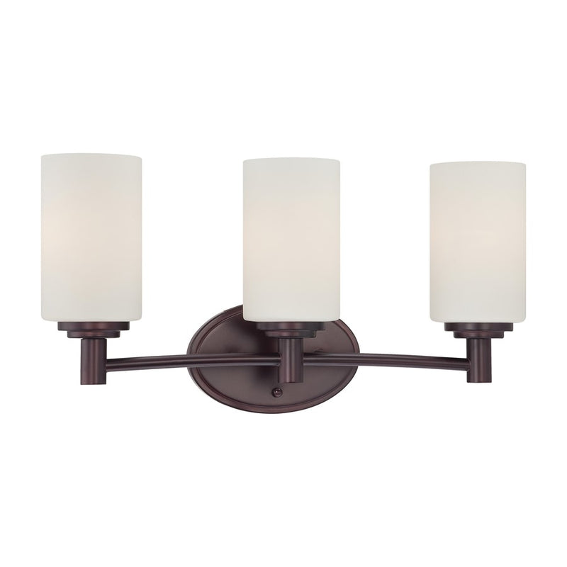 Atlas Lighting Pittman 19in 3-Light Vanity Light | Transitional Sienna Bronze and White Etched Opal Glass | Bathroom Vanity | Model WL11409-BZ