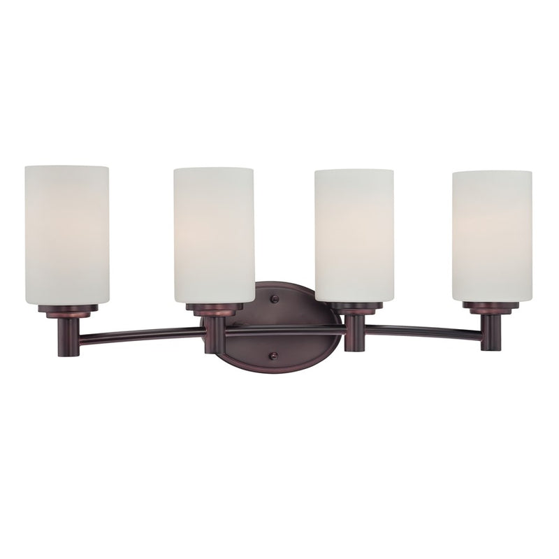 Atlas Lighting Pittman 24in 4-Light Vanity Light | Transitional Sienna Bronze and White Frosted Glass | Bathroom Vanity | Model WL11410-BZ