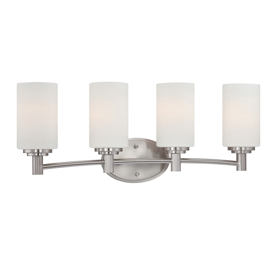 Atlas Lighting Pittman 24'' Wide 4Lt Vanity Light, Nickel/White