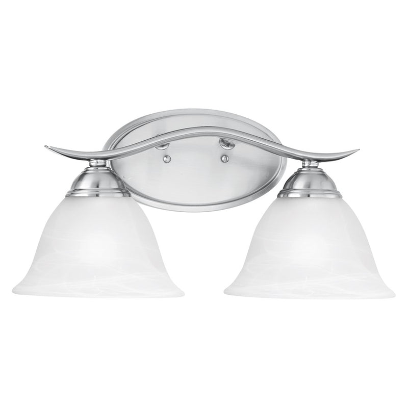 Atlas Lighting Prestige 17in 2-Light Vanity Light | Traditional Brushed Nickel and White Alabaster Glass | Bathroom Vanity | Model WL11412-NK
