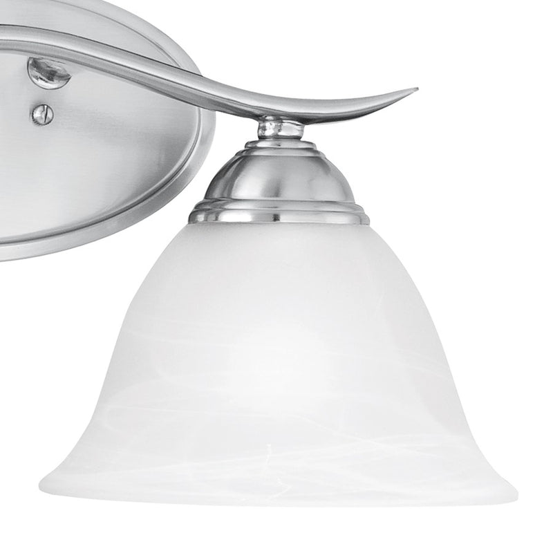 Atlas Lighting Prestige 17in 2-Light Vanity Light | Traditional Brushed Nickel and White Alabaster Glass | Bathroom Vanity | Model WL11412-NK