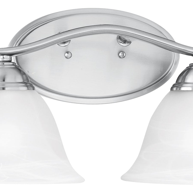 Atlas Lighting Prestige 17in 2-Light Vanity Light | Traditional Brushed Nickel and White Alabaster Glass | Bathroom Vanity | Model WL11412-NK
