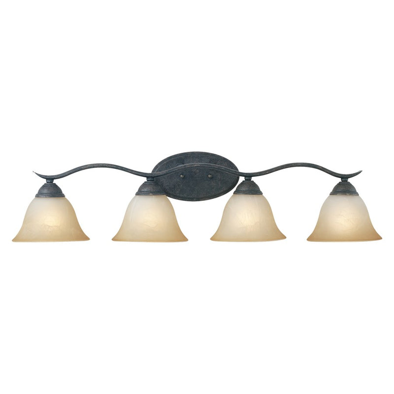 Atlas Lighting Prestige 36in 4-Light Vanity Light | Traditional Sable Bronze and White Alabaster Glass | Bathroom Vanity & Double | Model WL11414-BZ