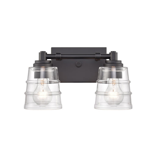 Atlas Lighting Pulsate 13''W 2Lt Vanity Light, Matte Black/Clear