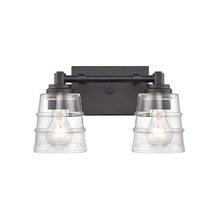 Atlas Lighting Pulsate 13''W 2Lt Vanity Light, Matte Black/Clear