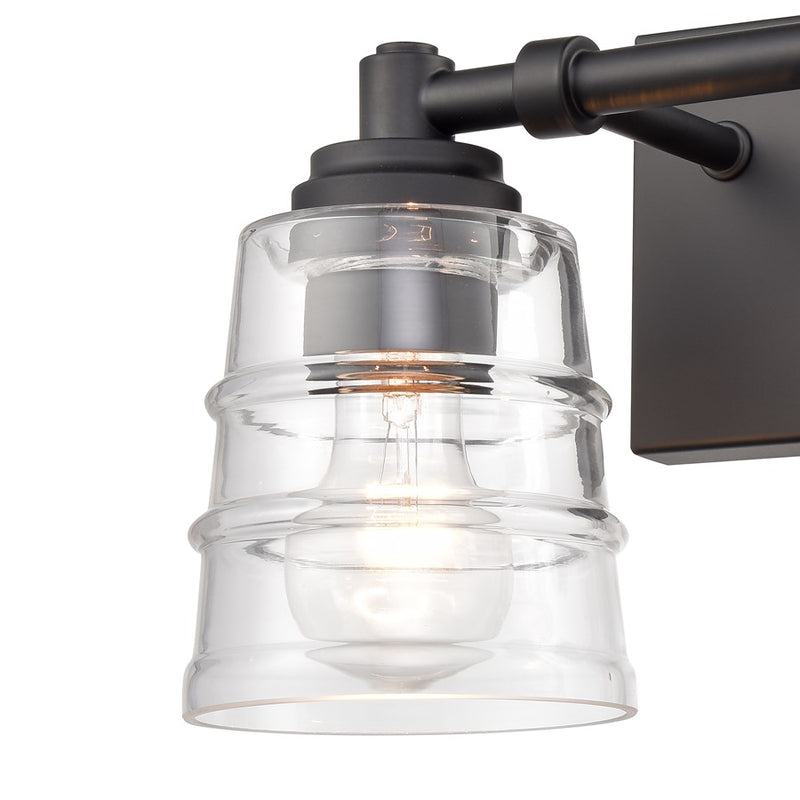 Atlas Lighting Pulsate 13''W 2Lt Vanity Light, Matte Black/Clear