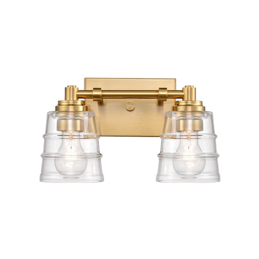 Atlas Lighting Pulsate 13''W 2Lt Vanity Light, Satin Brass/Clear