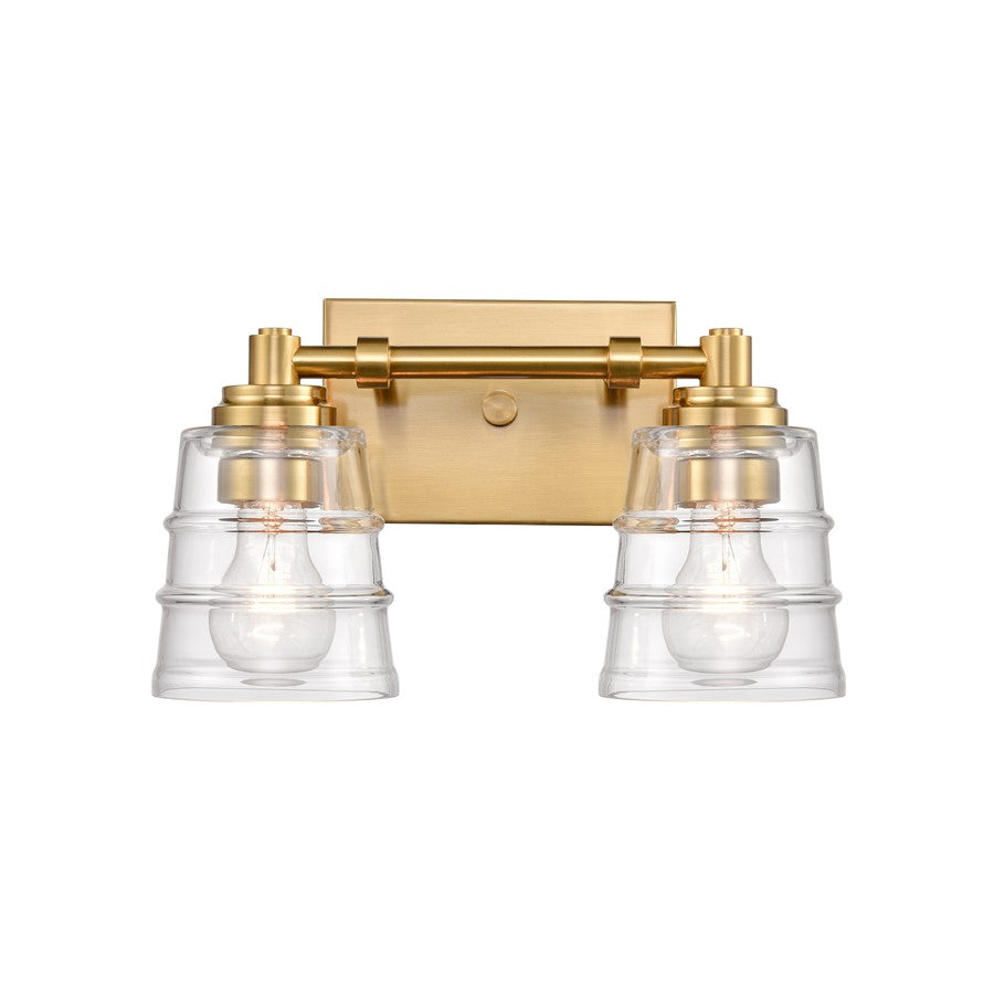 Atlas Lighting Pulsate 13''W 2Lt Vanity Light, Satin Brass/Clear