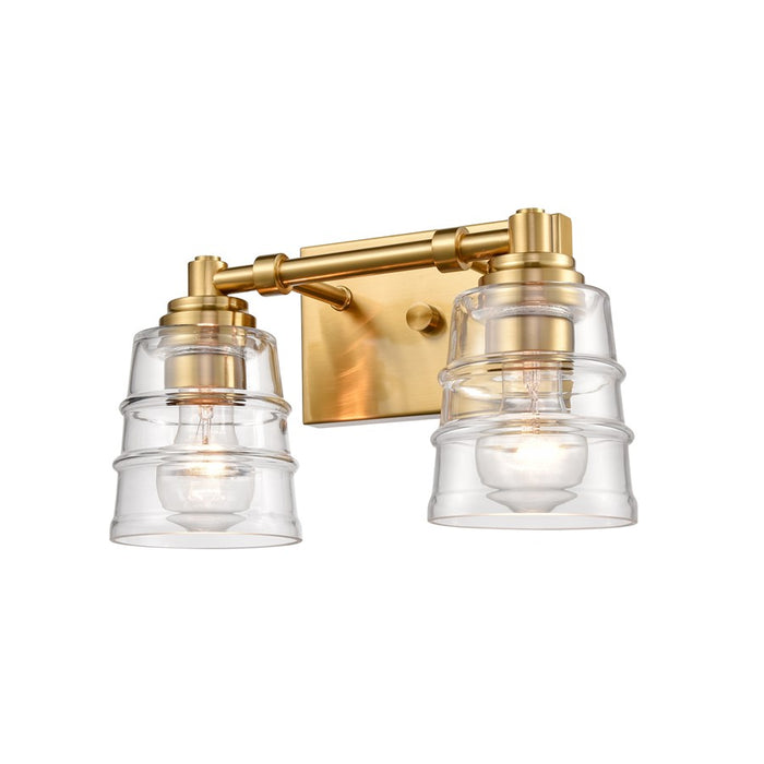 Atlas Lighting Pulsate 13''W 2Lt Vanity Light, Satin Brass/Clear