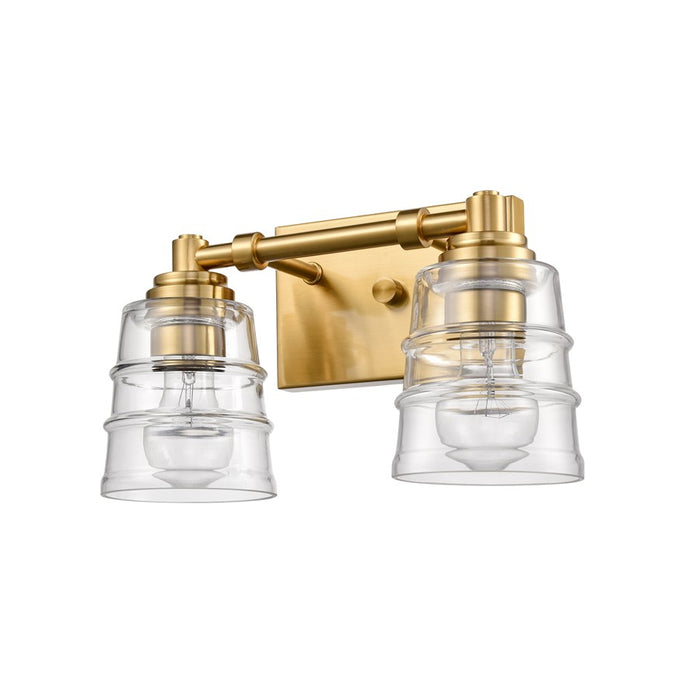 Atlas Lighting Pulsate 13''W 2Lt Vanity Light, Satin Brass/Clear