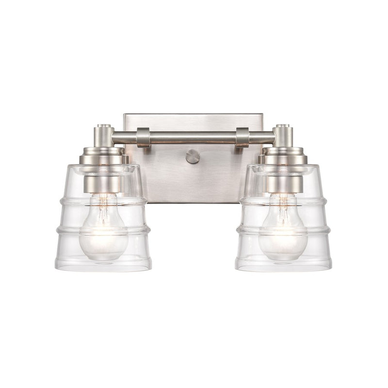 Atlas Pulsate 13in 2-Light Vanity Light | Transitional Satin Nickel and Clear Glass | Bathroom Vanity & Powder Room | Model WL11416-NK