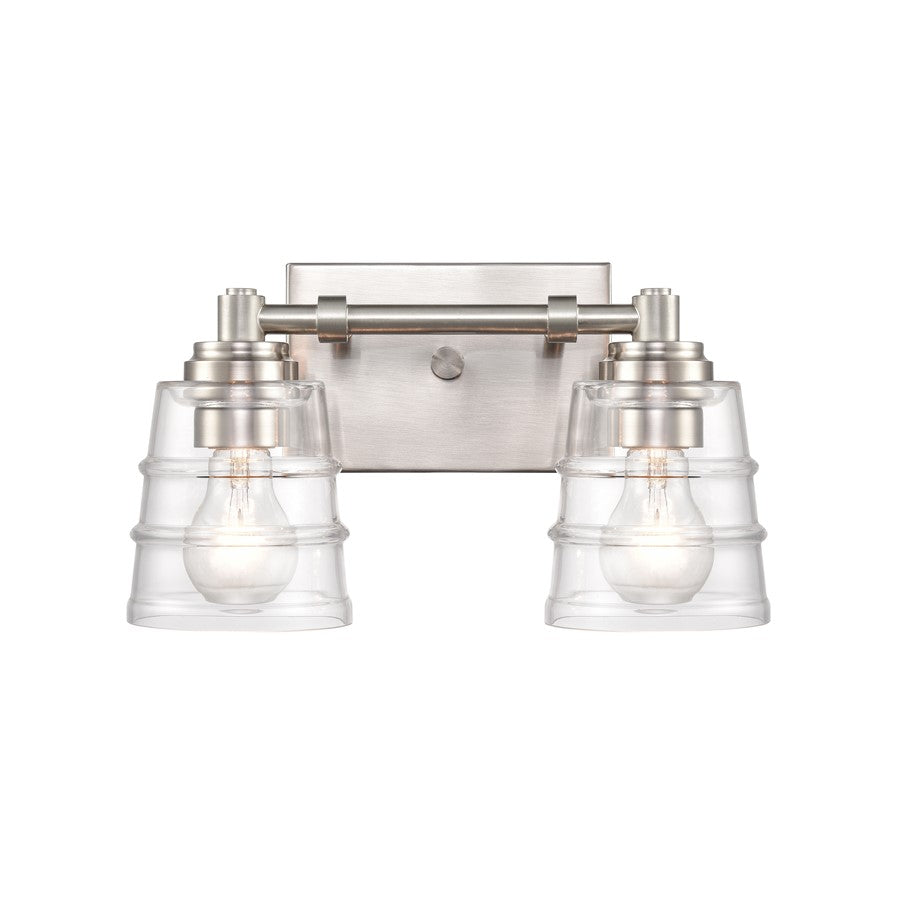 Atlas Lighting Pulsate 13''W 2Lt Vanity Light, Satin Nickel/Clear