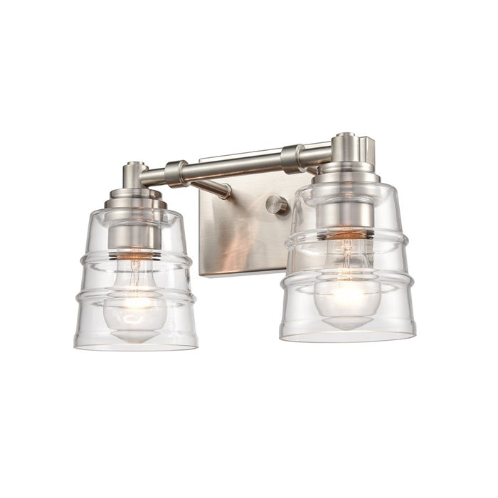 Atlas Lighting Pulsate 13''W 2Lt Vanity Light, Satin Nickel/Clear