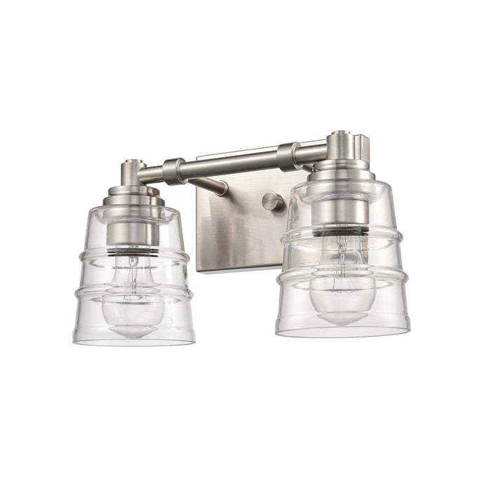 Atlas Lighting Pulsate 13''W 2Lt Vanity Light, Satin Nickel/Clear