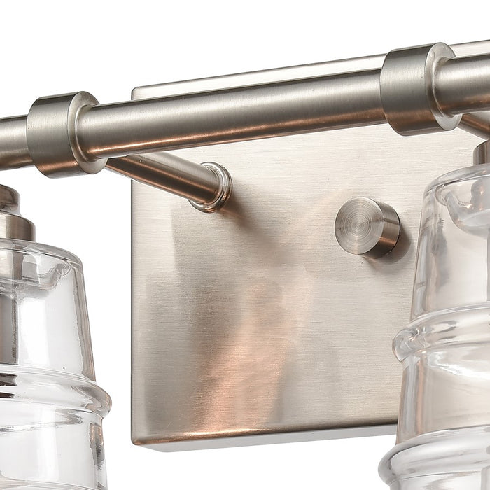 Atlas Lighting Pulsate 13''W 2Lt Vanity Light, Satin Nickel/Clear